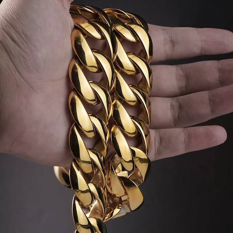 High Quality 32MM Stainless Steel Cuban Link Necklace Luxury Heavy Gold Miami Style for Mens Hip Hop Moissanite Gifts Parties