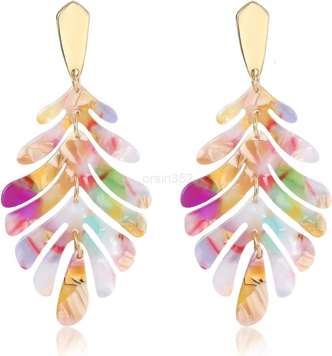 Pendant necklace Earrings Long Statement Leaf Charm Necklace Tortoise Resin Palm Leaf Earrings Fashion Necklaces Earrings for WomenW250911