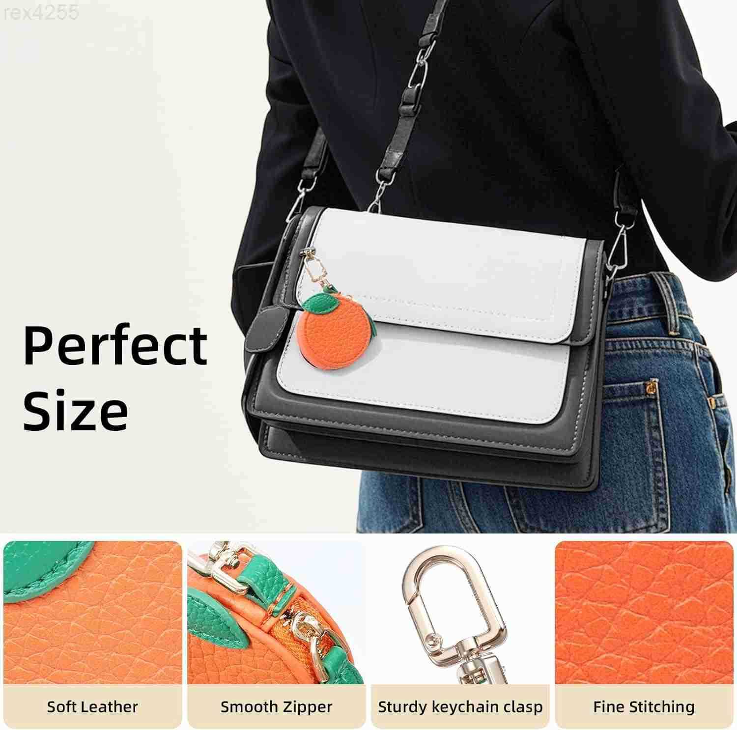 Cute Orange Coin Purse Keychain Mini Fruit Zipper Pouch for Women Girls Bag Charm for Keys Backpack or Purse Small Wallet Gift for Friends and FamilyW