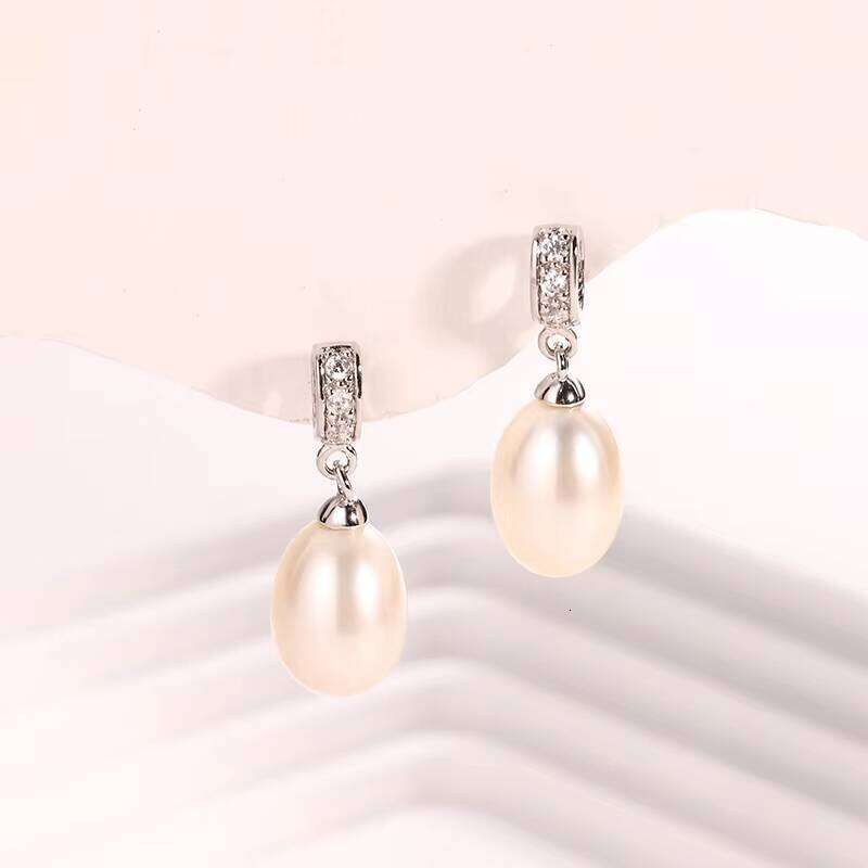 KAMMY 8-8.5mm Freshwater Pearl Fashion Designer Sier Moissanite Vintage Drop Earrings for Women