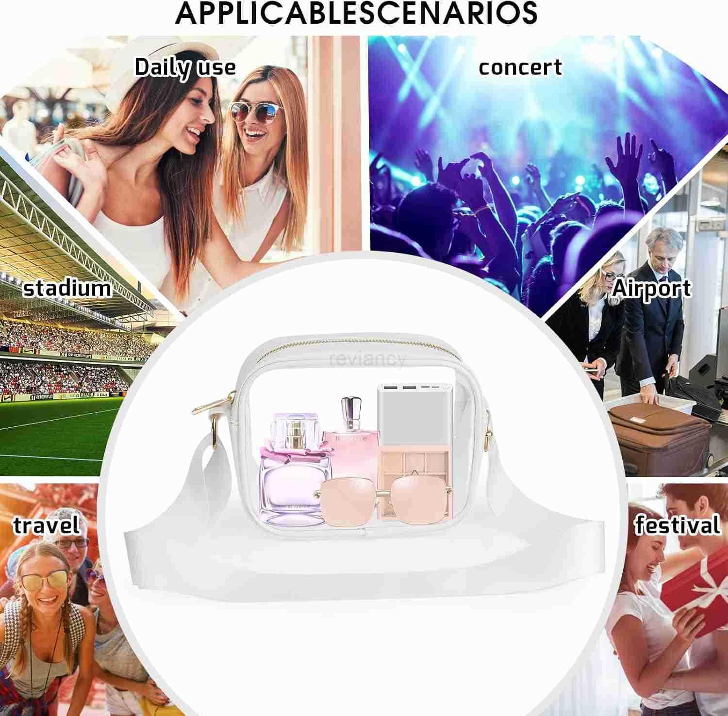 Clear Bag Stadium Approved Clear Bags with Adjustable Strap Clear Stadium Bag for Women Men Concerts SportsW250911