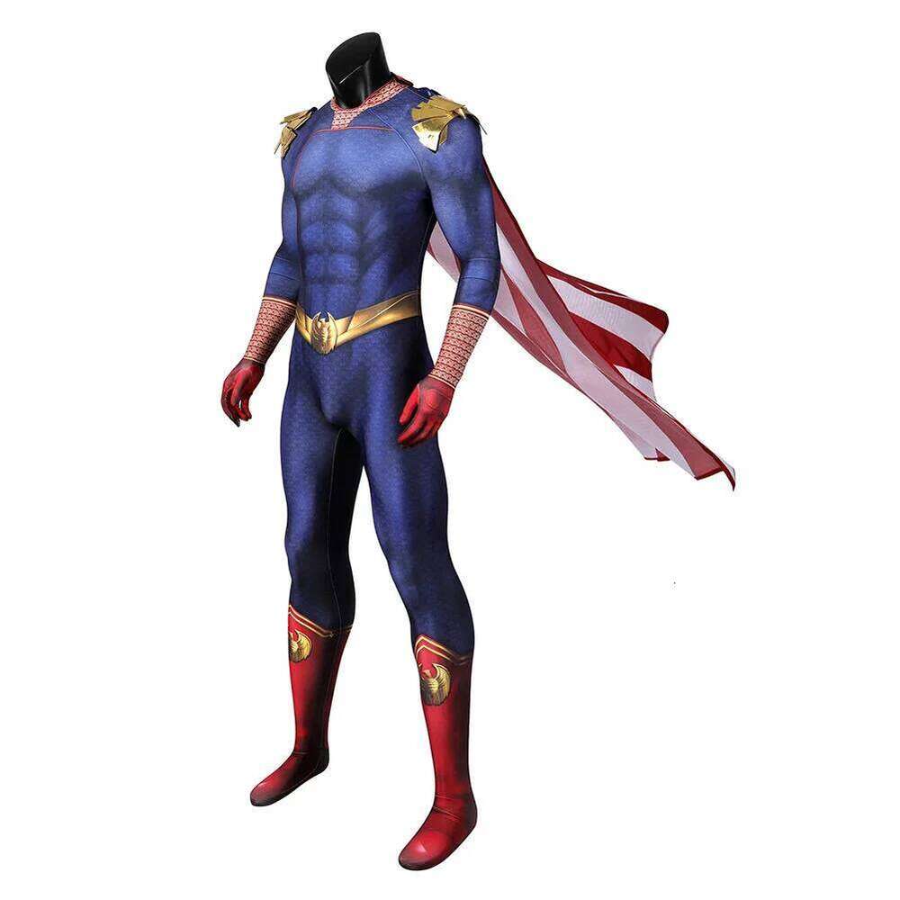 Fantasia Homelander Cosplay Ju mpsuit Cloak Cartoon TV The Boys Disfraz Costume Adult Men Male Halloween Carnival Party Clothes
