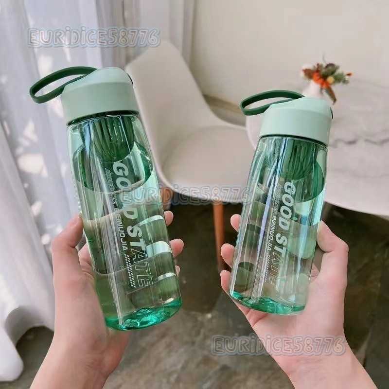 New Large Capacity Water Bottle High Aesthetic Outdoor Portable Cup Creative with Handle Strap Sports Plastic Water H250911