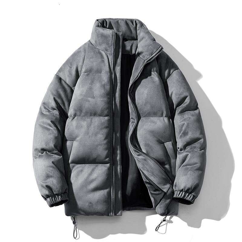 Suede Men's Padded Trendy Winter Loose Puffer Jacket Fashion Cotton Coat Outerwear
