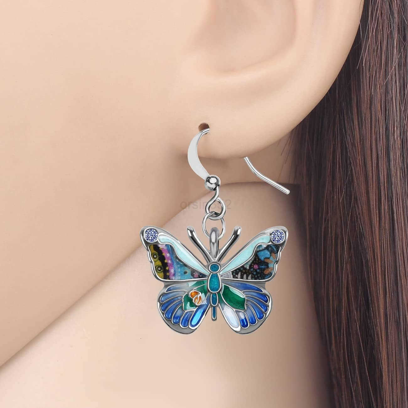 Enamel Sweet Butterfly Gifts for Women Earrings Dangle Jewelry Novelty Funny Charms AccessoriesW250911
