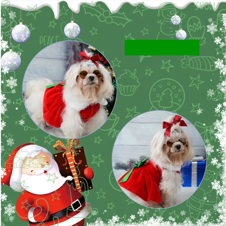 Christmas Dog Dresses with Velvet Fabric & Lamb Wool Collar For Small Dogs Clothes Christmas Cosplay Cat Pet Dog Dress Fancy Princess Puppy Dress for 