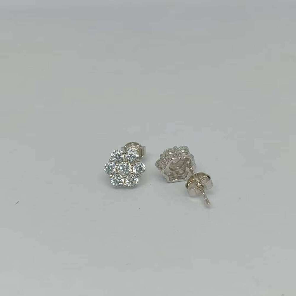 Cluster Flower S D Color VVS Men Women Hip Hop Jewelry Sterling Sier Moissanite Stud Earrings