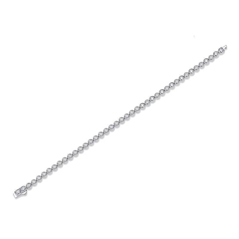925 Sterling Silver Bracelet Round Brilliance Iced Out Moissanite Diamond Women Men Jewelry Tennis Chain Bracelet