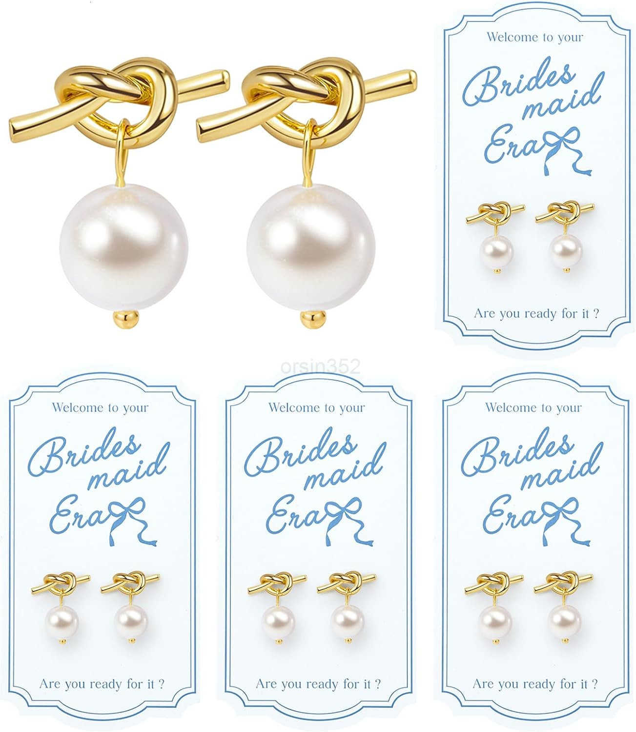 Pearl Knot Bridesmaid Earrings Gold Proposal Box Gifts with Card Bridesmaid Jewelry Bachelorette Bridal Party Wedding FavorsW250911