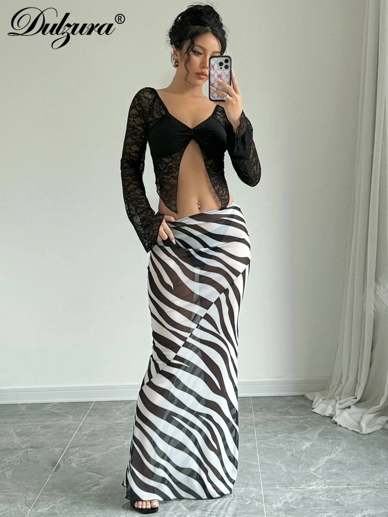 Dulzura Sexy Elegant Skirt Leopard Printed Maxi Women Skirts 2024 Lady Y2K Clothes Office Club Party Casual Streetwear Wholesale dongdumaoyi