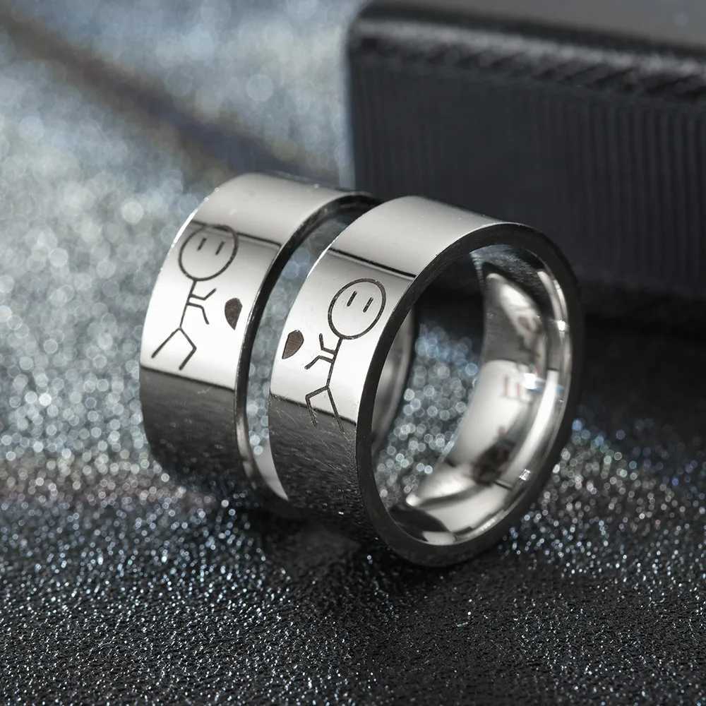 Titanium Steel Ring For Men Women Interesting Couple Ring Lovers Promise Ring Fashion Jewelry Brithday Christmas Gift Wholesale W250911