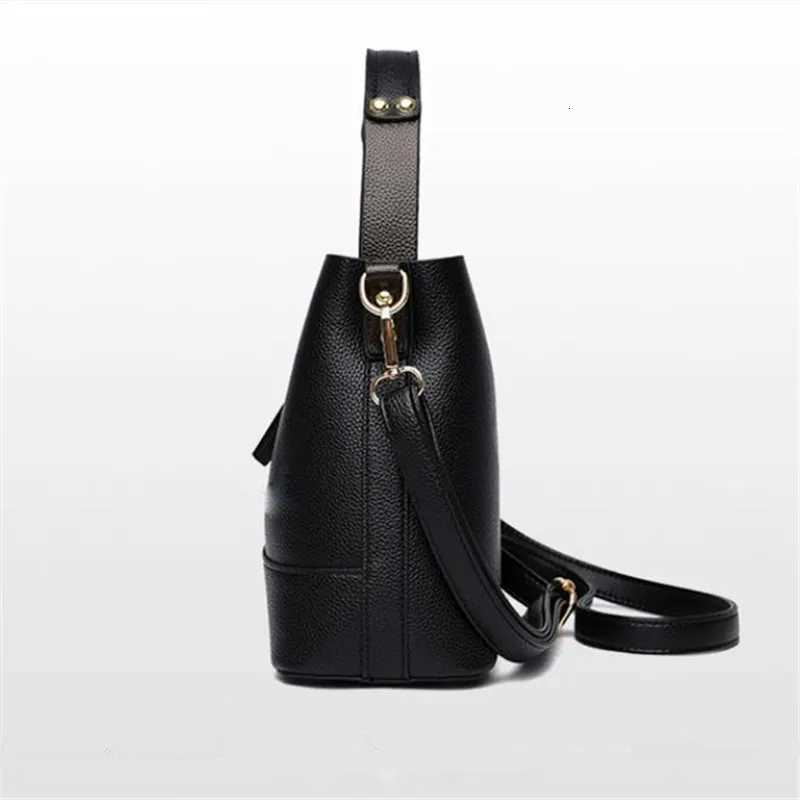 New Versatile Leather Bucket Tote Bag Trendy Female Shoulder Handbag Large Capacity Fashion Womens Crossbody Bags Z250911