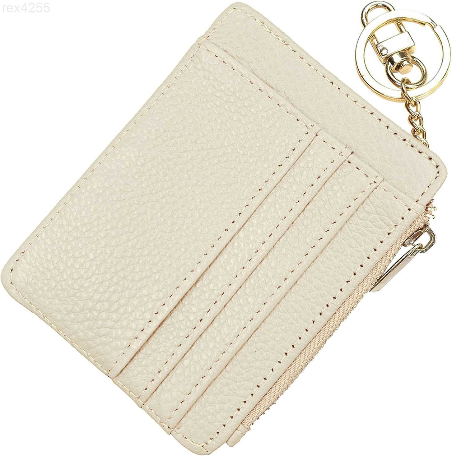 Slim RFID Credit Card Holder for Women Mini Front Pocket Wallet Purse With KeychainW250911