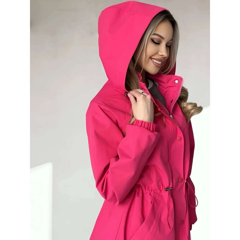 Women's Autumn New Waterproof Jacket Slim Fit Trench Coat Windproof Parka