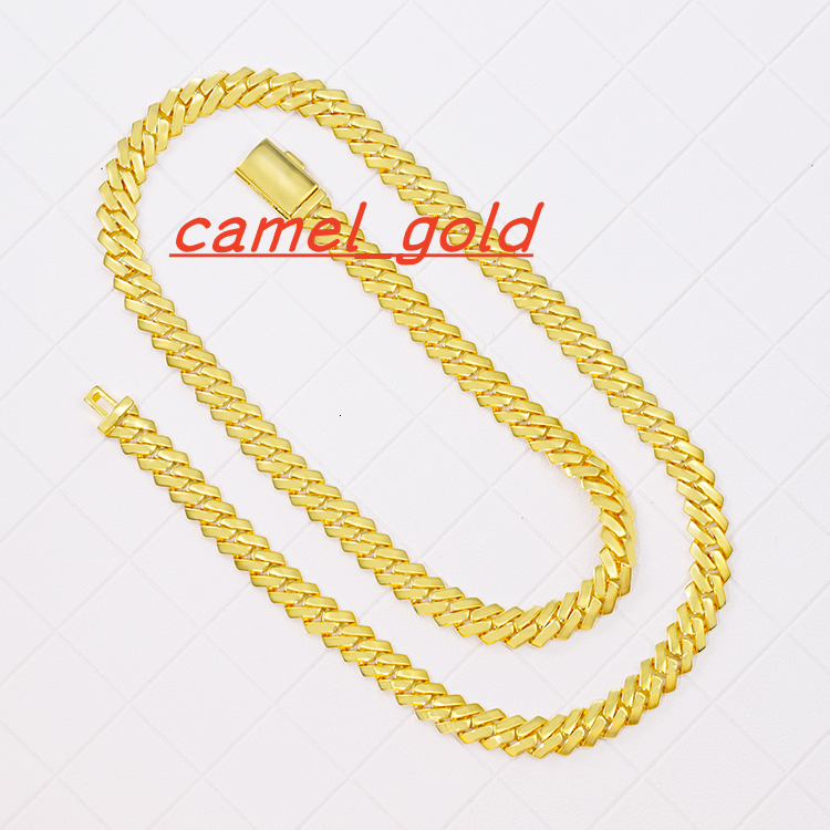 Miami Cuban Link Chain Necklace Bracelet 15mm 12mm 8mm Wide 18k Yellow Gold Plated for Wedding Gift Engagement