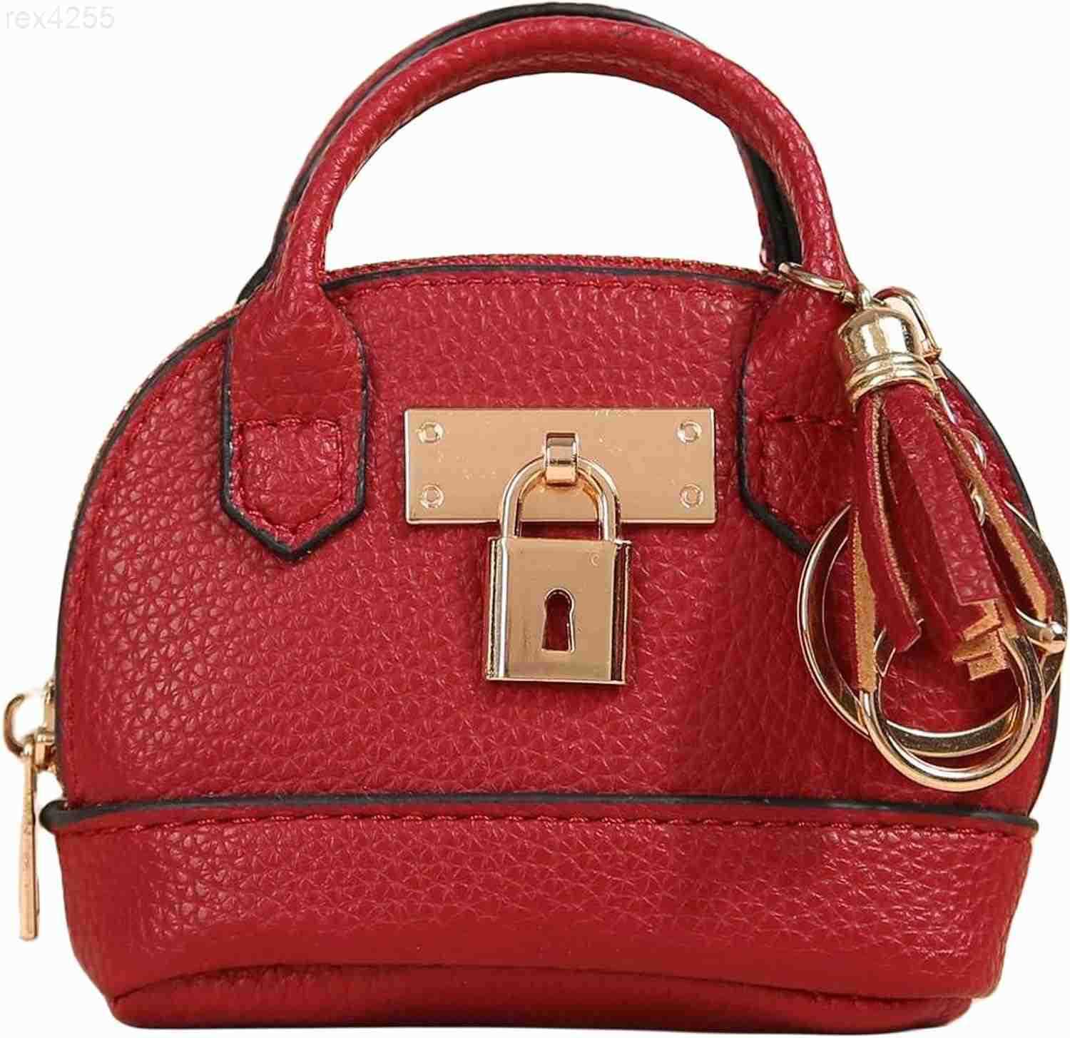 Mini Tote Purse Keychain Cute Tote Bag Coin Purse Keychain Mini Backpack Keychain Wallet PU Leather Deep BlueW250911