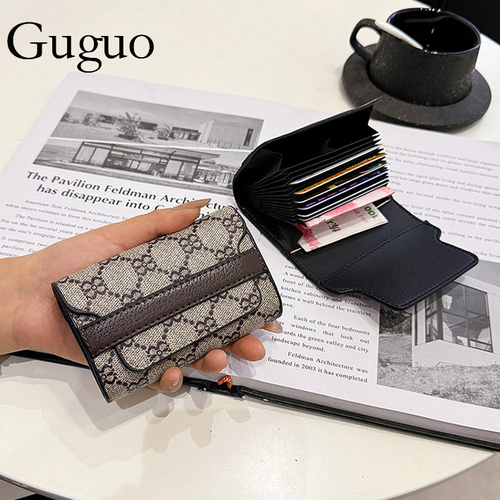 Guguo Free Shipping Designer Luxury Wallet Fashion European And American Retro High-end Sense Trend Print Fold Card Holder Short Coin Purse