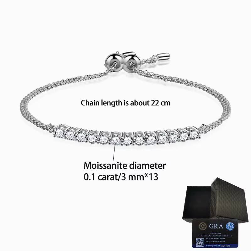 925 Silver Moissanite Adjustable Bracelet with Gold Plating Fashionable Trendy Bangles for Wedding Parties Gorgeous Jewelry Gift