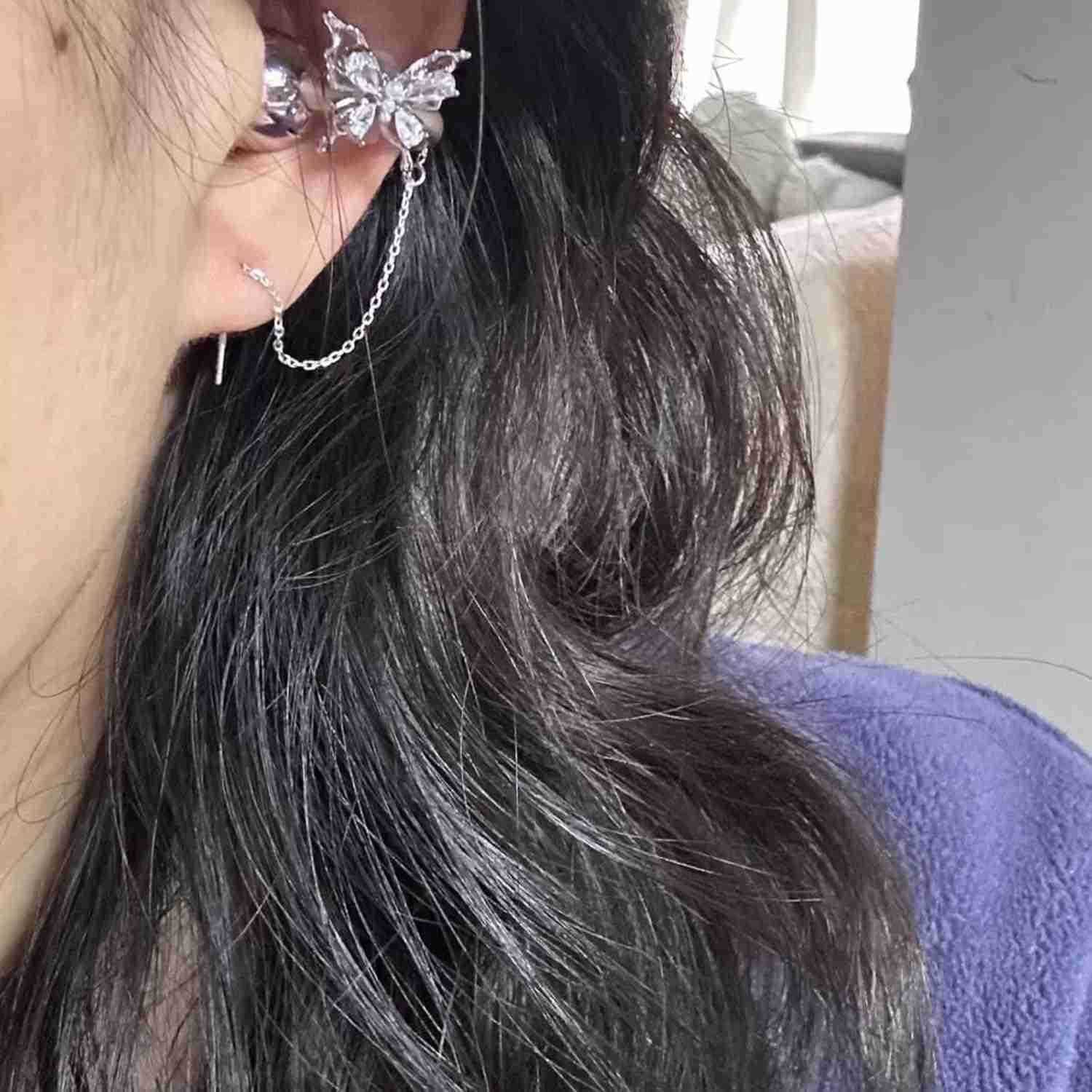 Rhinestone for Clip on Earbuds Open Ear Accessories Elegant Zirconia Decorative Earphone Accessories Removable Exquisite DIY Decoration ButterflyW2509