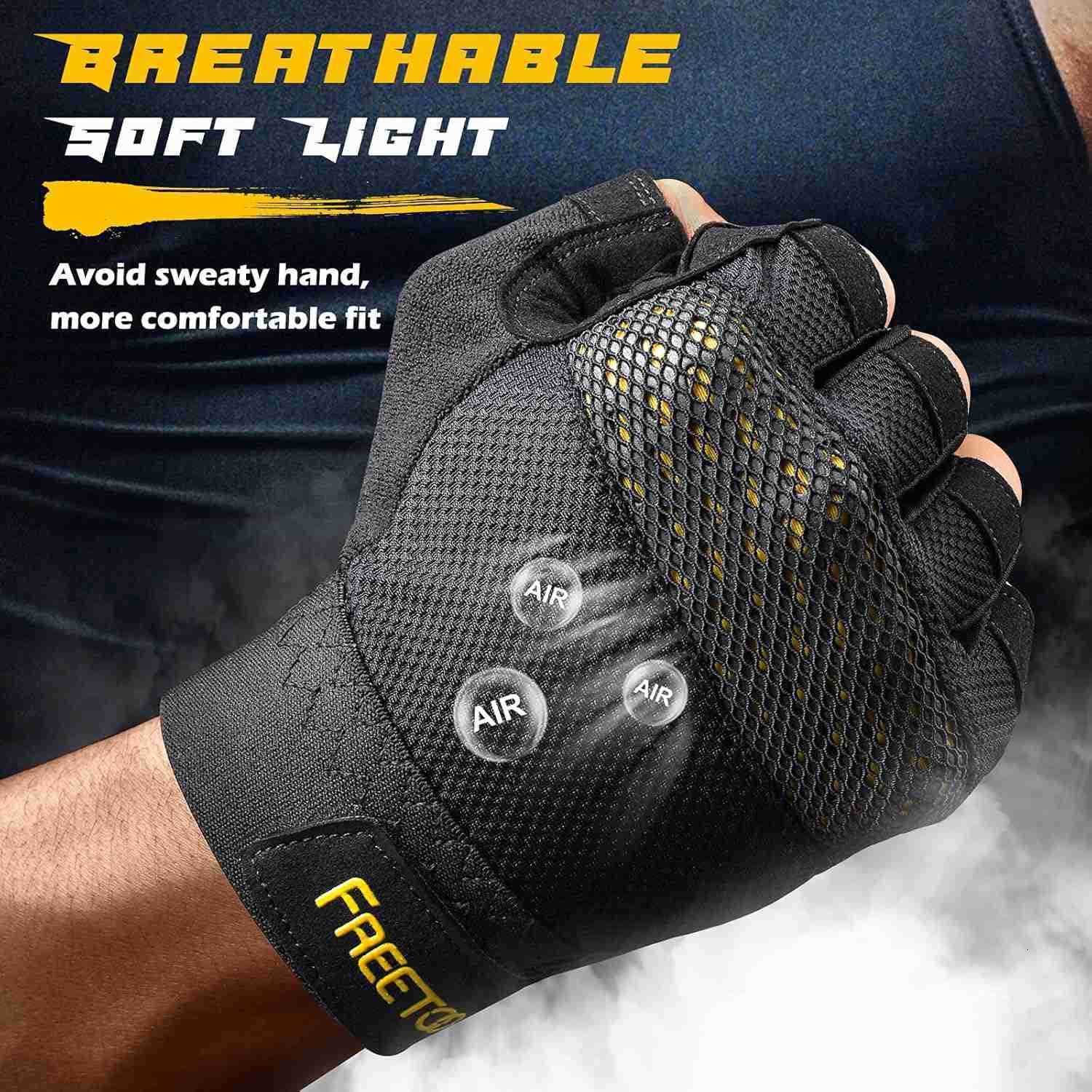 Workout Gloves for Men Weight Lifting Gloves with Full Palm Protection Ultra Ventilated Cushion Pads and Silicone GripW250910