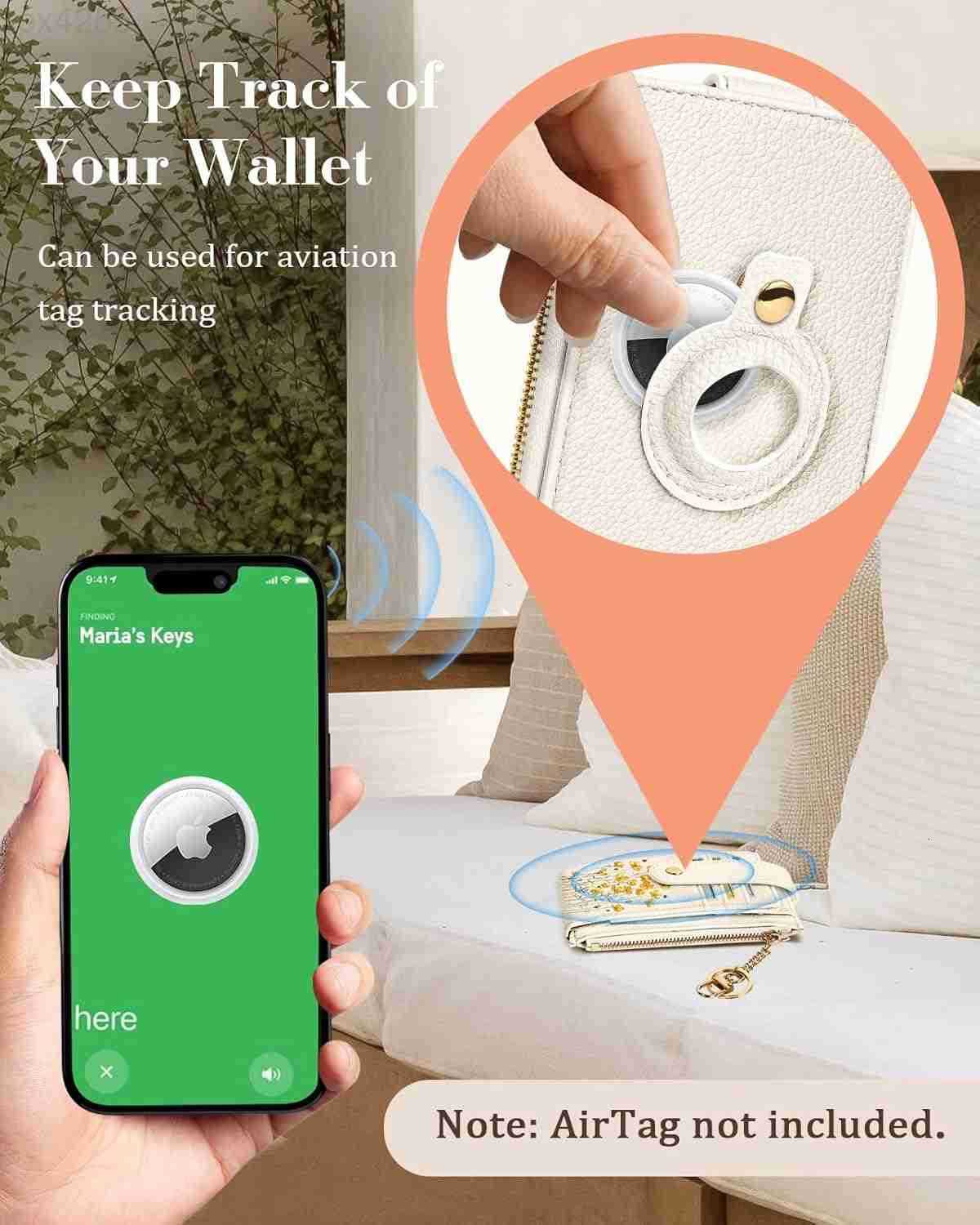 Cute Card Wallet Women with AirTag Holder Daisy Flower Genuine Leather Small Wallets with Keychain RFID Credit Cardholder Air Tag Aesthetic Coin Purse