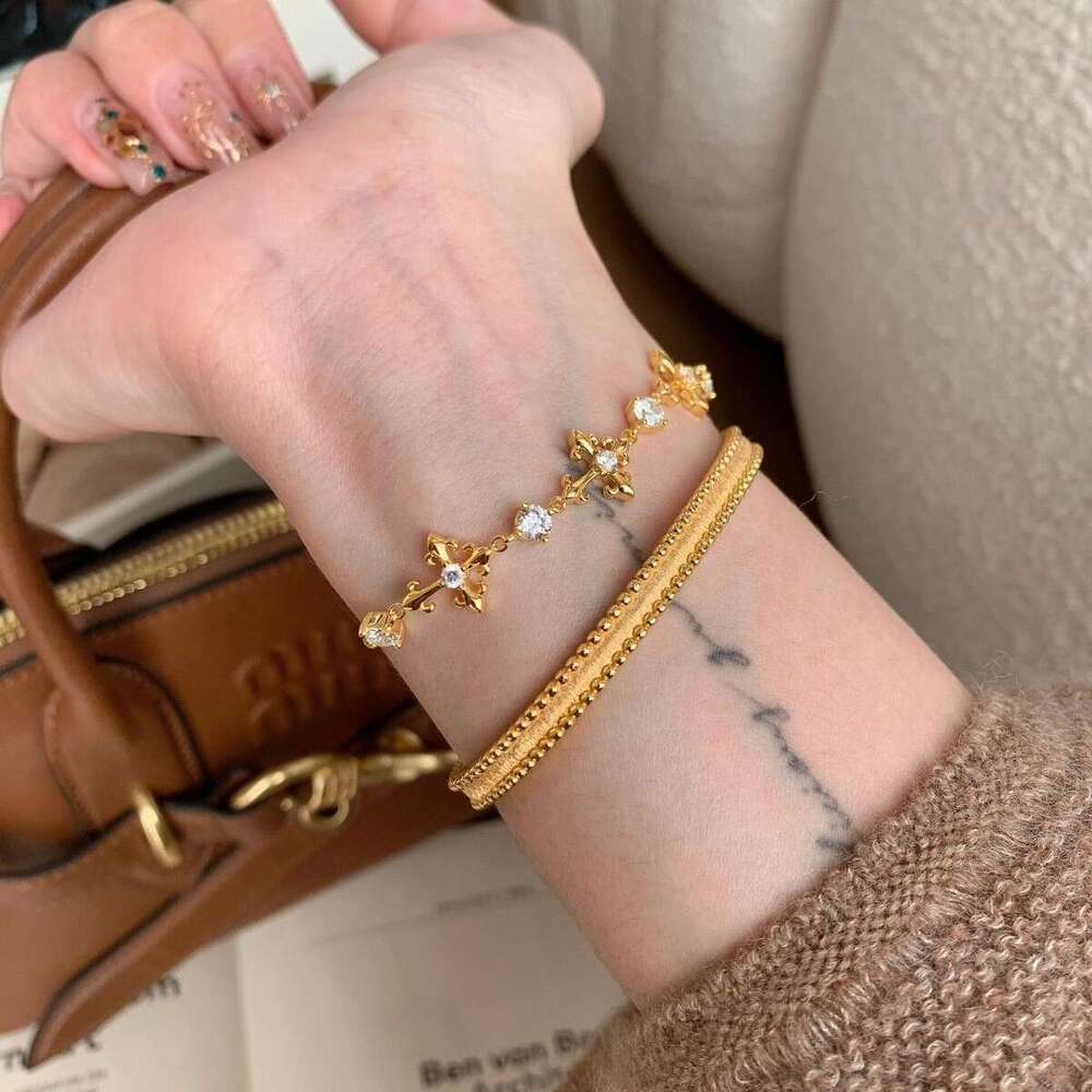 French Style Brushed Bead Edge Bracelet for Women, Exquisite and High-End Feel, Unique Niche Design Jewelry