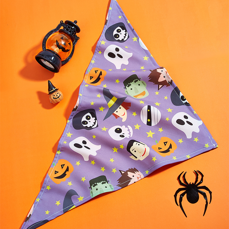 Halloween themed Purple Dog Costume Pet Bib Spooky Pet Bib
