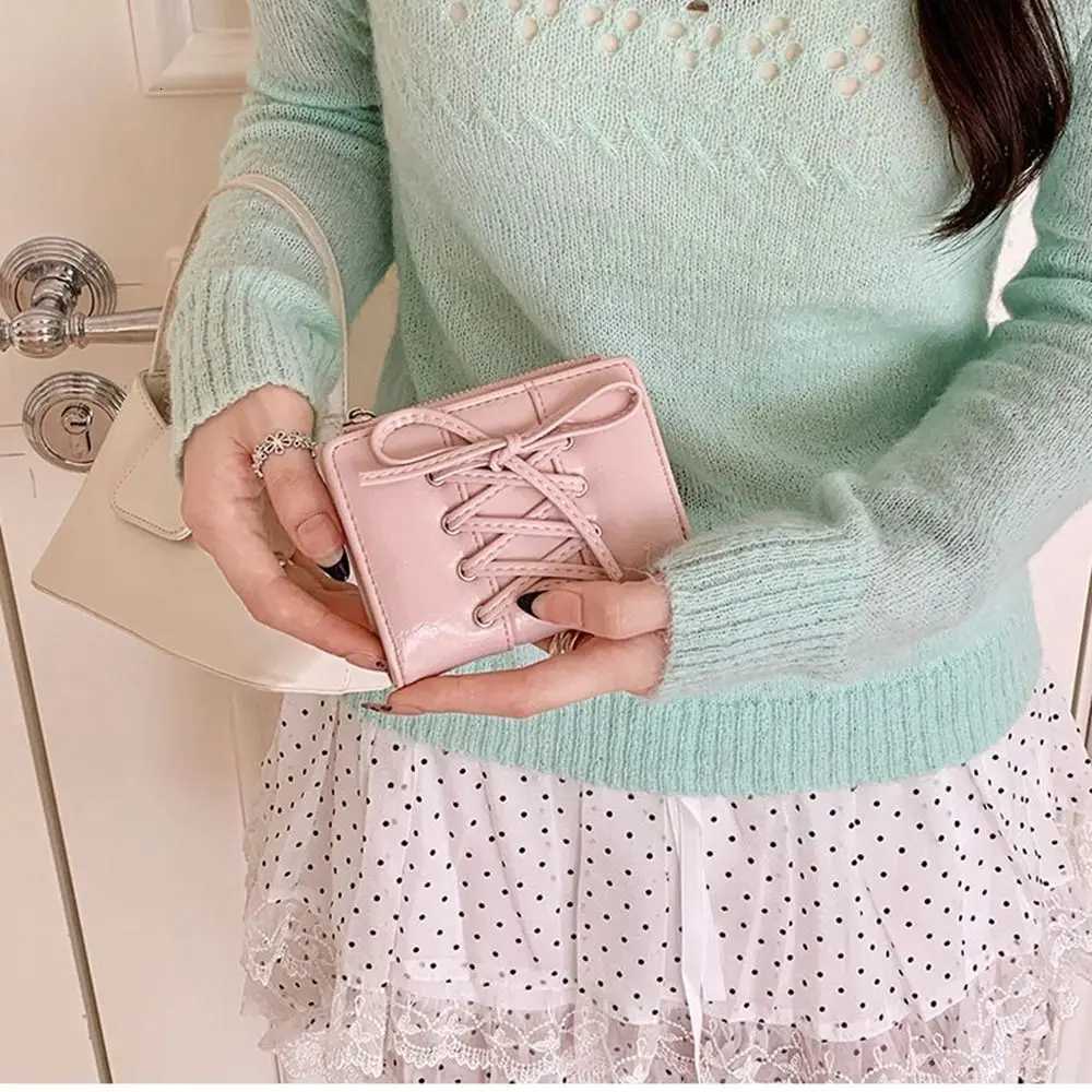 Simple Korean Style Bow Wallet Ultra Thin Short Clutch Card Bag Multifunction Zipper PU Leather Card Holder Travel W250911