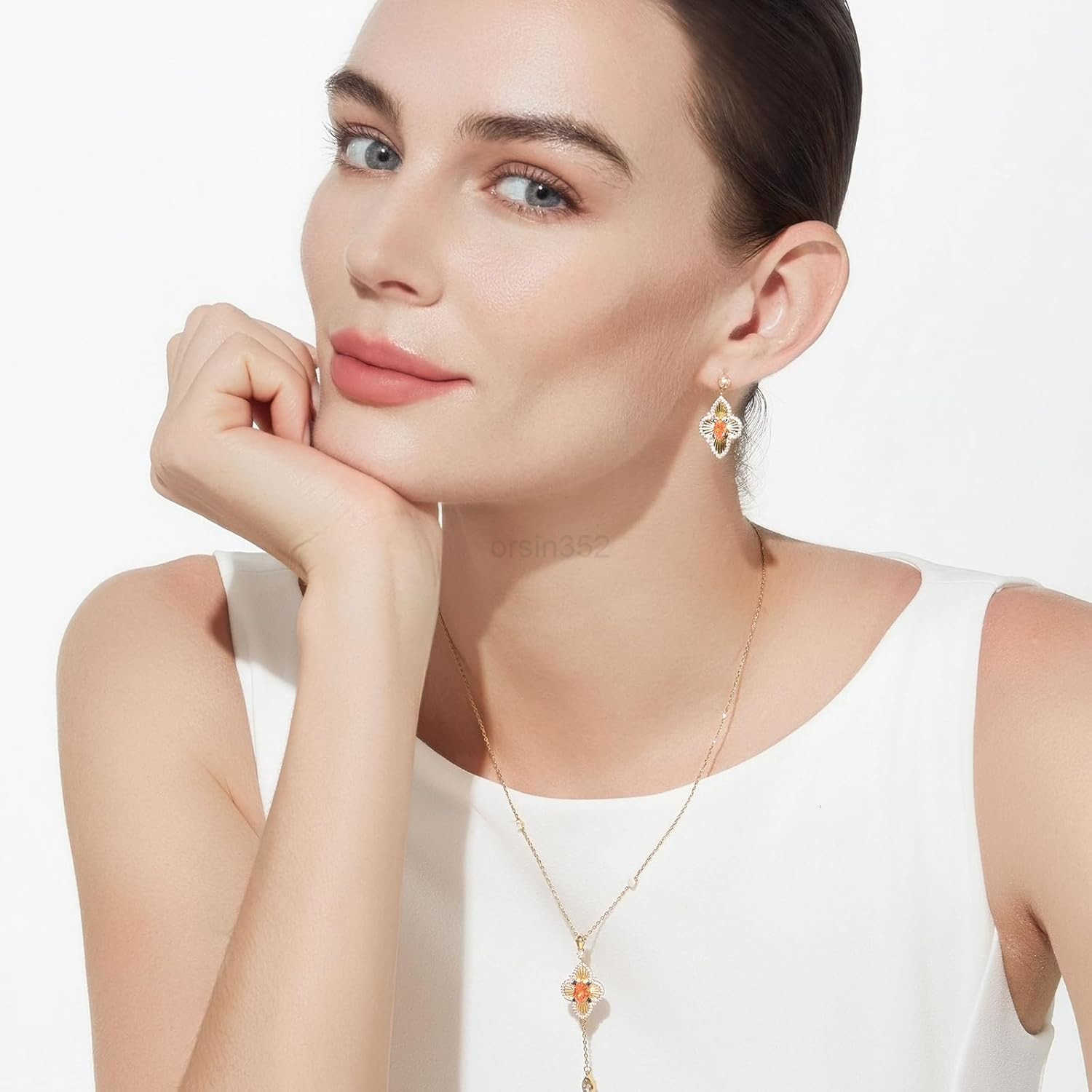 Earrings for Women Lucky 18k Gold Plated Cubic Zirconia TrenDY Drop Earrings Jewelry GiftW250911