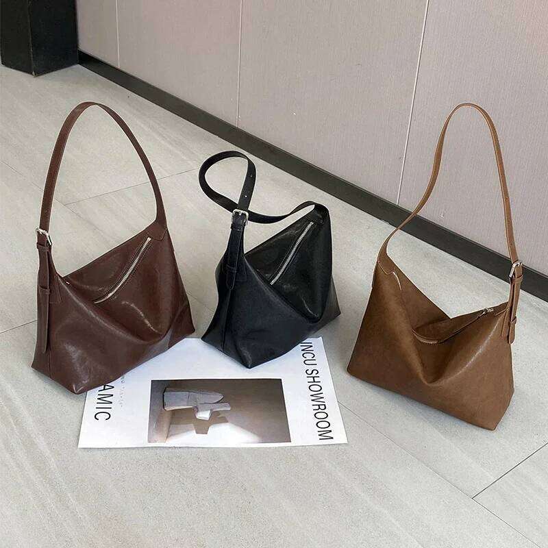 Women's Cowhide Genuine Leather Shoulder Bag Female Designer Retro Handbags Ladies Commuting Large Capacity Hobos Bags
