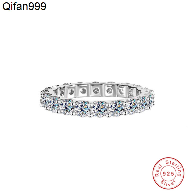 2024 Sparkling Gorgeous Handmade Full Round Cut Moissanite Diamond Gemstones Wedding Rings Pure 100 925 Sterling Silver Party Eternity Women Band Ring