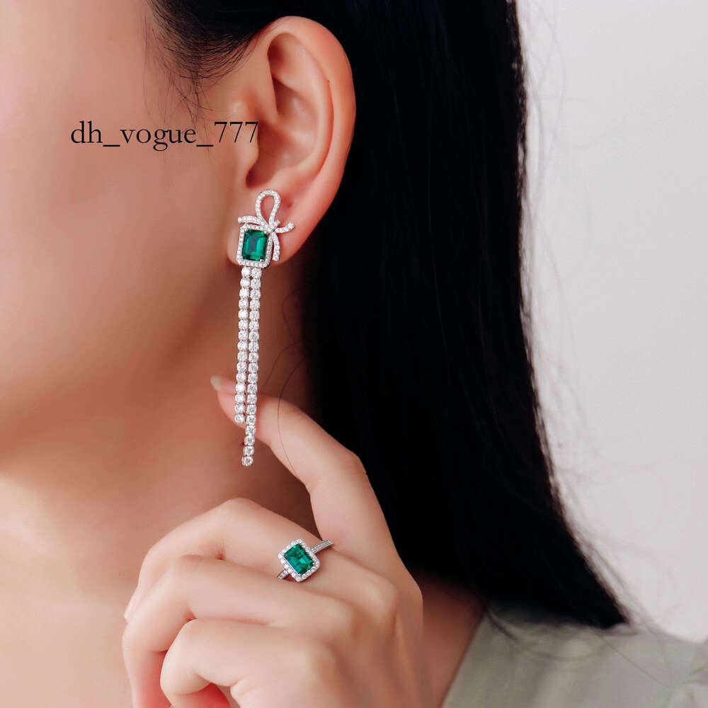2.6ct Lab Emerald Jewelry Women Gold Plated Moissanite Drop Earrings in Sier