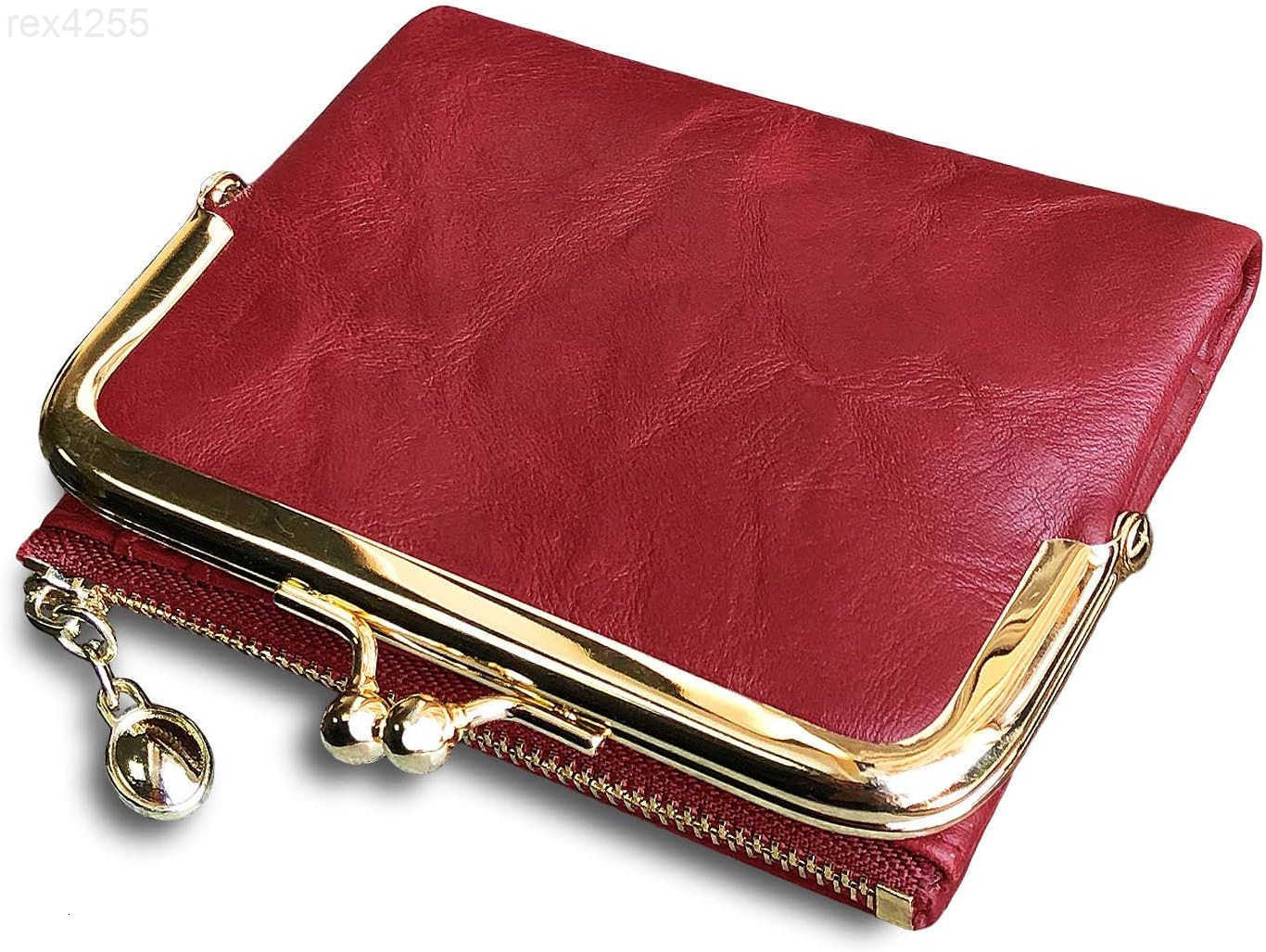 Womens Wallet RFID Small Compact Bifold Leather Vintage WalletLadies Coin Purse with Zipper and Kiss LockW250911