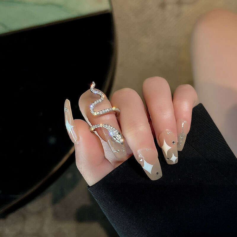 Snake-Shaped Alloy for Women Fashionable Light Luxury Niche Girls Minimalist Style High-End Open Index Finger Trendy Ring