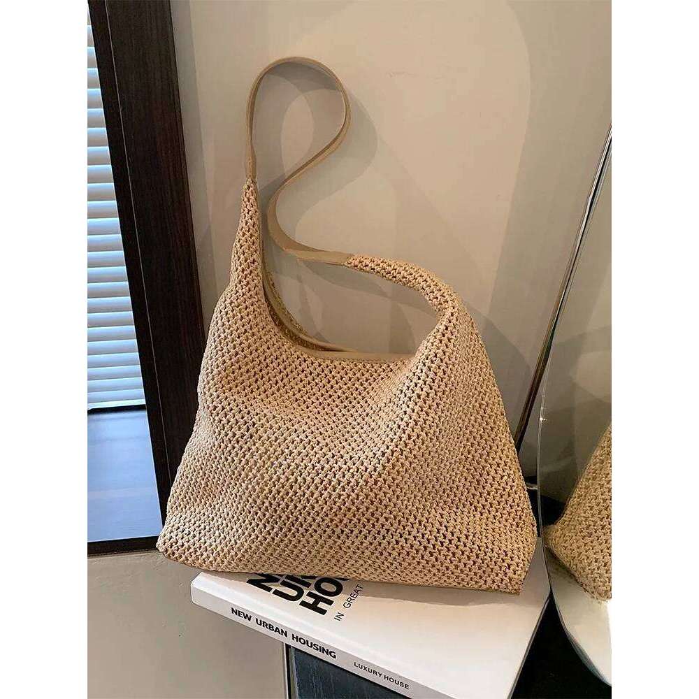 Beach Sand Hollow Out Woven Large Capaci St Tote Women's 2025 New Single Oulder Bag Korean Sle Casual Handbag