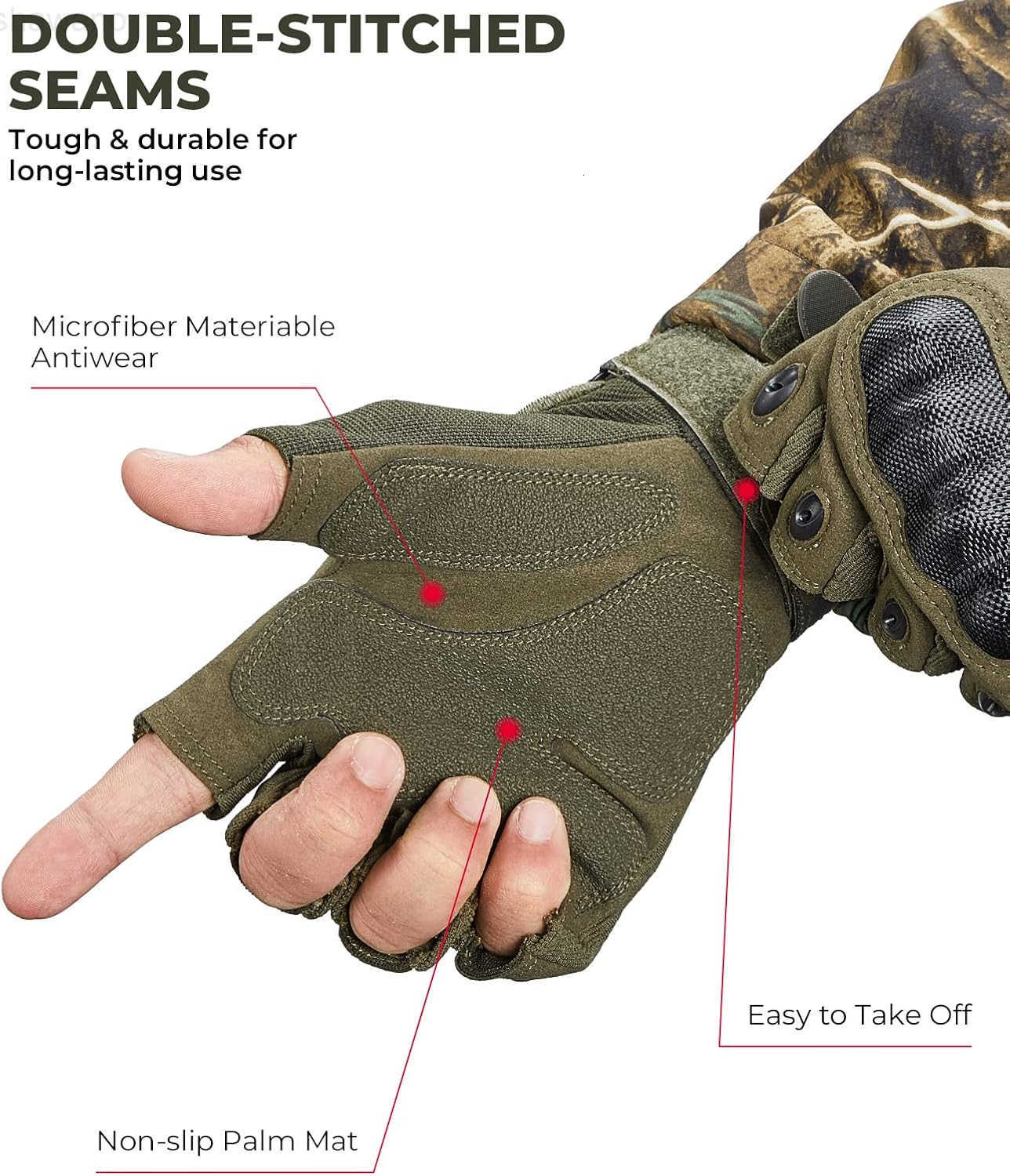 Fingerless Tactical Gloves for Men Motorcycle Gloves for Outdoor Work Sports Fingerless Cycling Gloves for Hunting Hiking CampingW250911