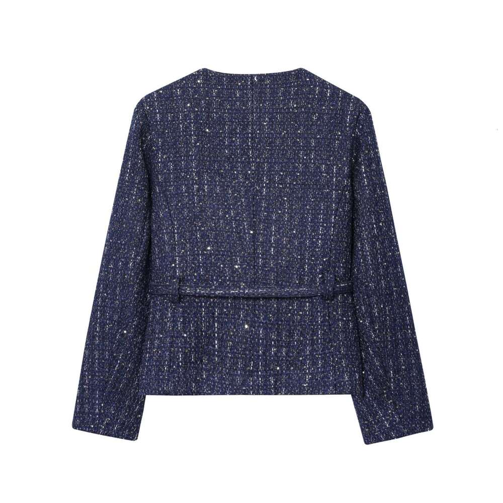 DHEssentials 2025 New Autumn Winter Round Neck Chanel Style Short Coat for Women French Tweed