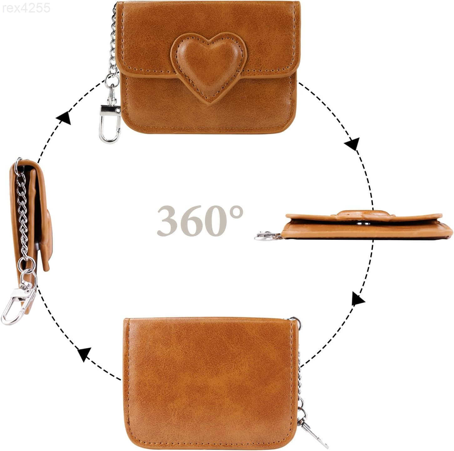 Credit Card Wallet PU Leather Slim Credit Card Holder for Women with Key Chain Fashion Heartshaped Small Card Holder Wallet Coin Change Purse for Shop