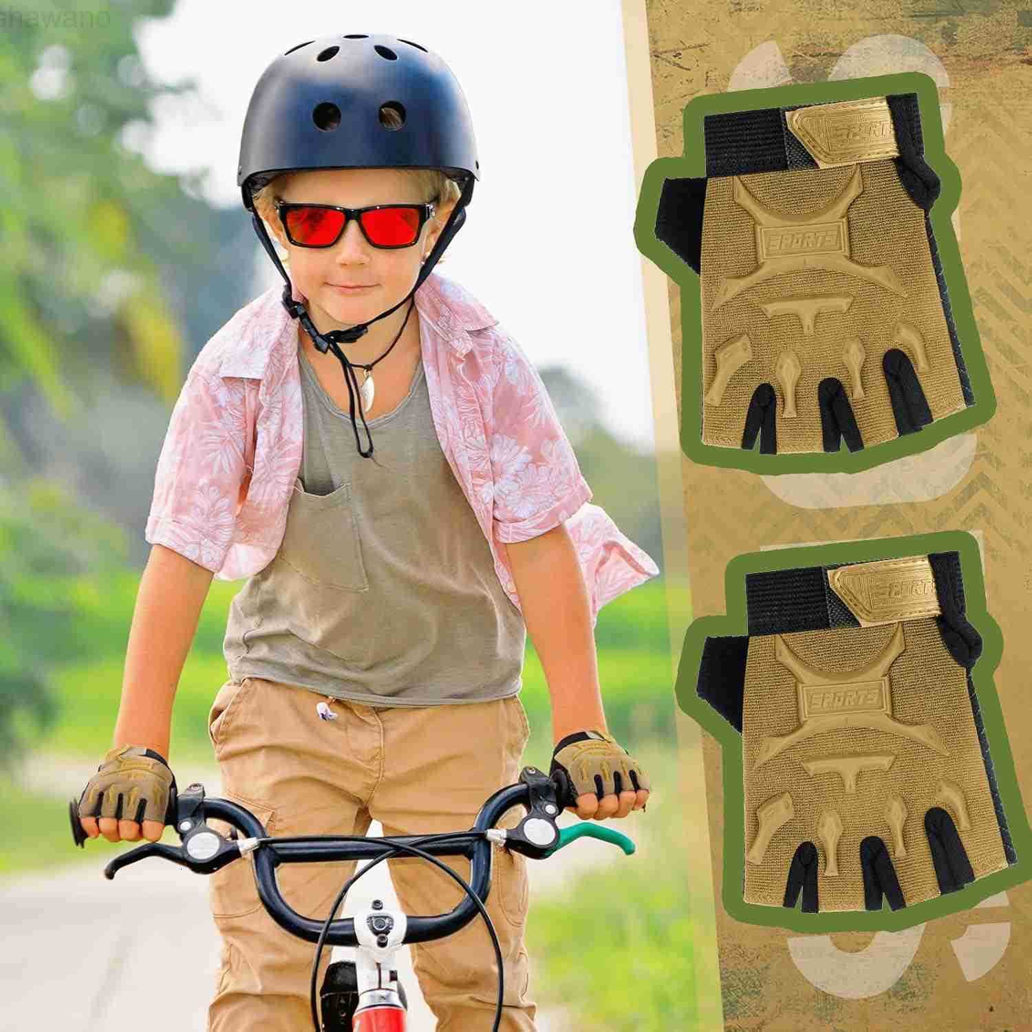 3 Pairs Half Finger Gloves Non Slip Gel Biking Adjustable Gymnastics Gloves for Girls BoysW250911