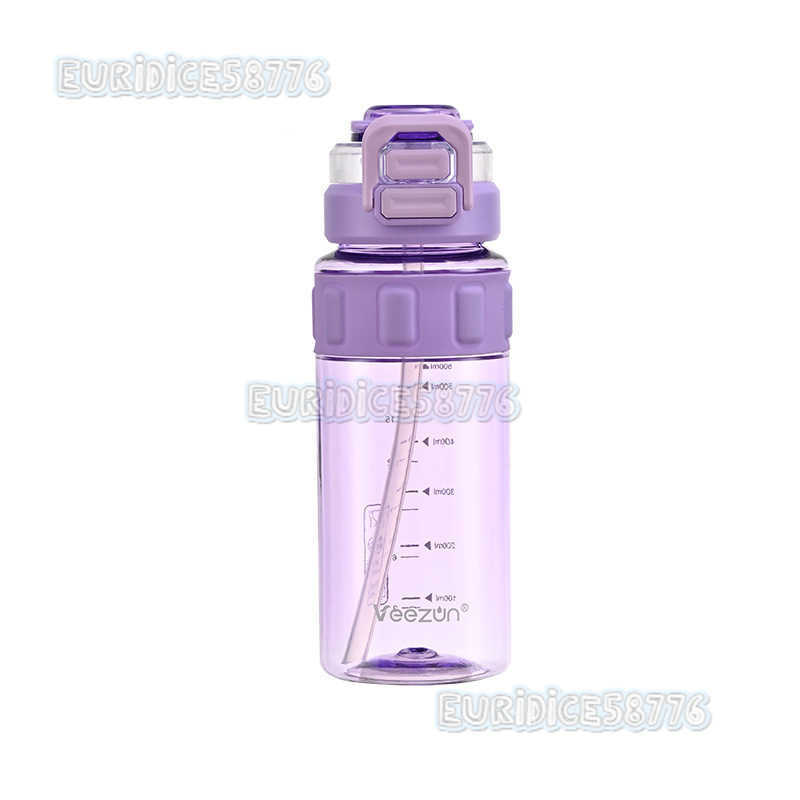 800ml Double Drinking High Appearance Summer Outdoor Sports Portable Plastic Water Bottle with Antislip Ring and Straw Student Cup H250911