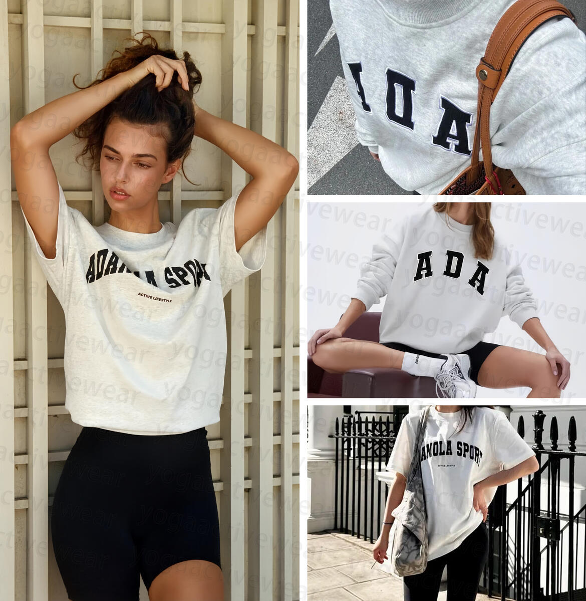 New adanolas hoodie Relaxed fit Sport Laidback with Designer pullover women clothes Sportswears Round neck letter printed long sleeved sweatshirt Fashion T-shirt