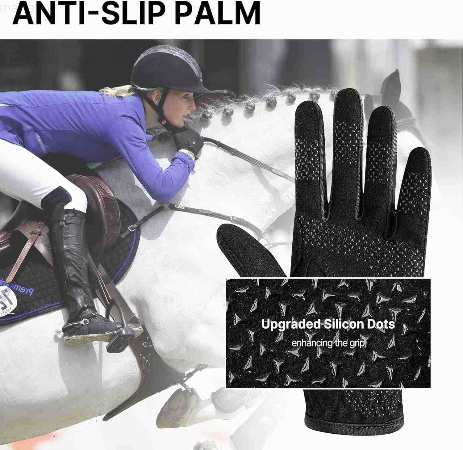 Women Horse Riding Gloves Winter Equestrian Horseback Gloves Lady Youth Girl Outdoor Star Pattern Mitts Perfect for Biking Cycling GardeningW250911