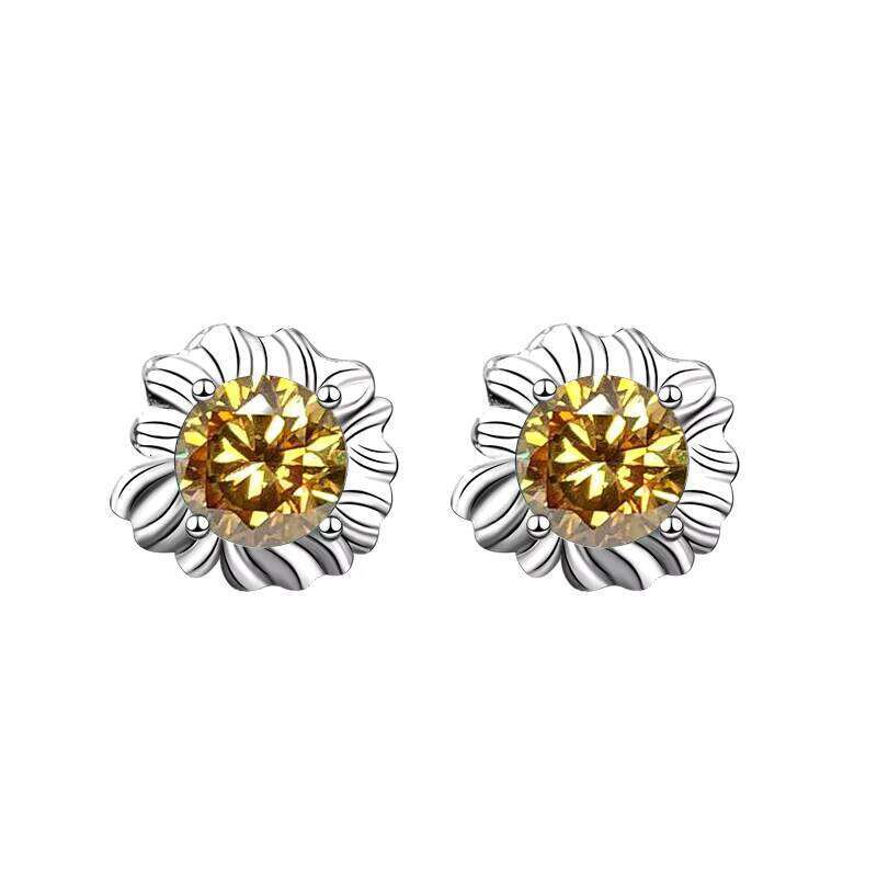 Cute Exquisite Green Moissanite Niche Design Sterling Sier Earrings Women's Ins Style Suower Collection