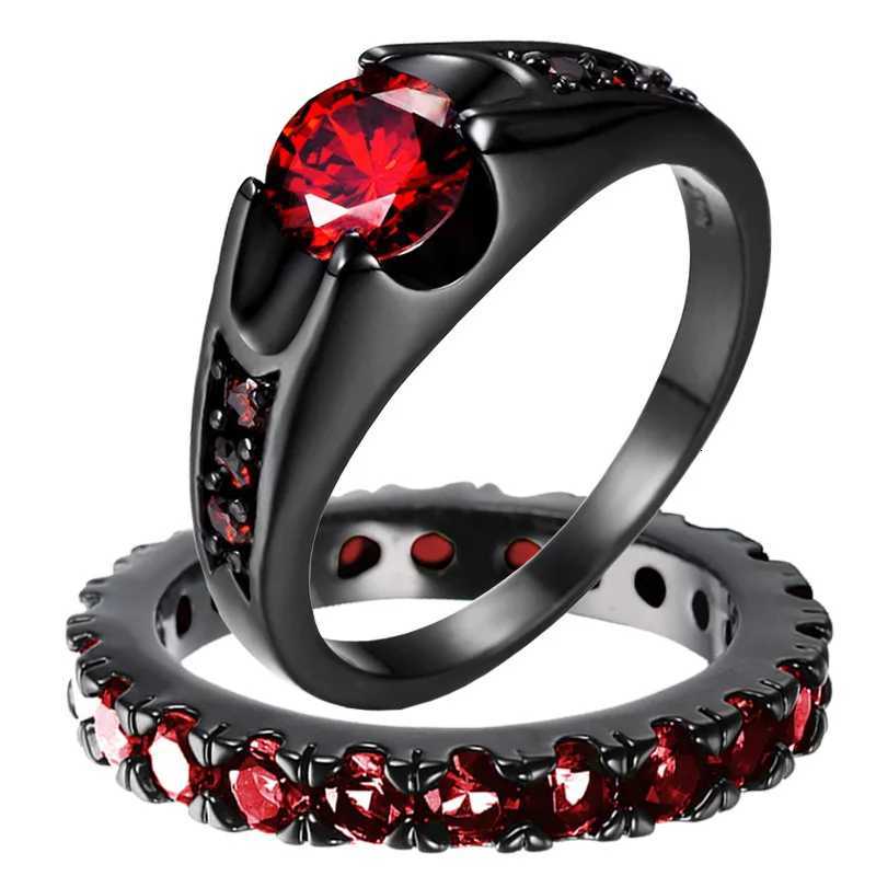 Charm Couple Rings For Men Stainless Steel Celtic Dragon Ring Heart Red Zircon Women Wedding Rings Set Valentines Day Jewelry W250911