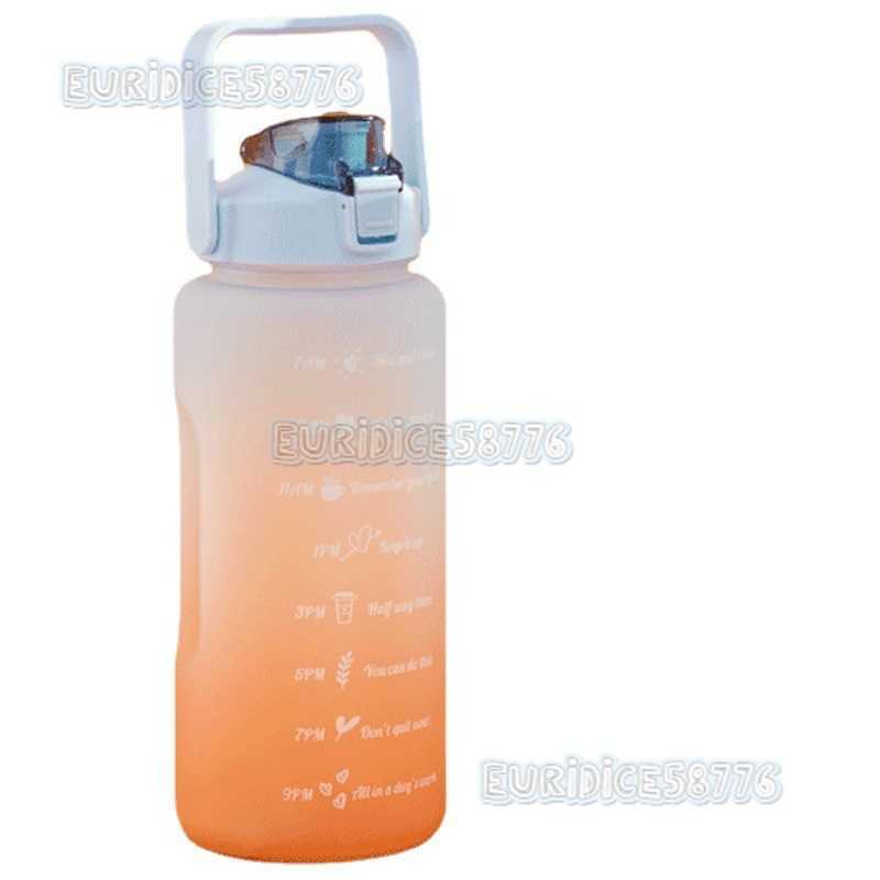 Large Capacity Water Cup Outdoor Sports 2000ml Portable Travel Gradient Frosted Water Bottle Bouncing Straw Cup H250911