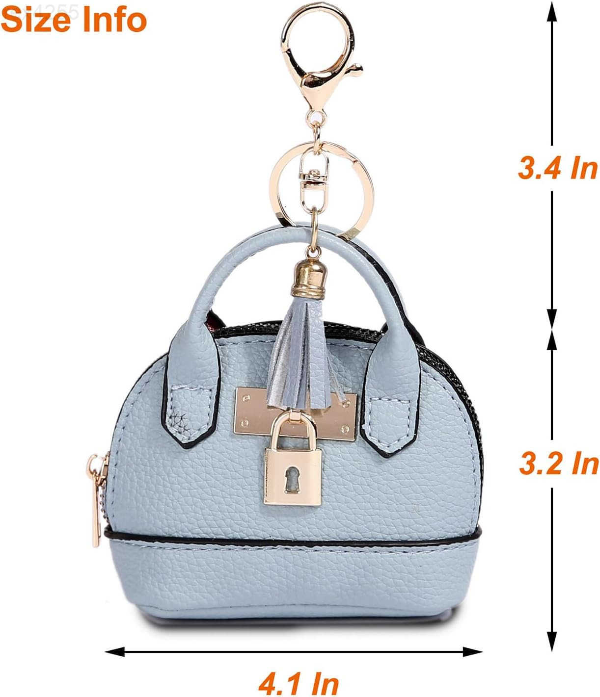 Mini Tote Purse Keychain Cute Tote Bag Coin Purse Keychain Mini Backpack Keychain Wallet PU Leather Deep BlueW250911