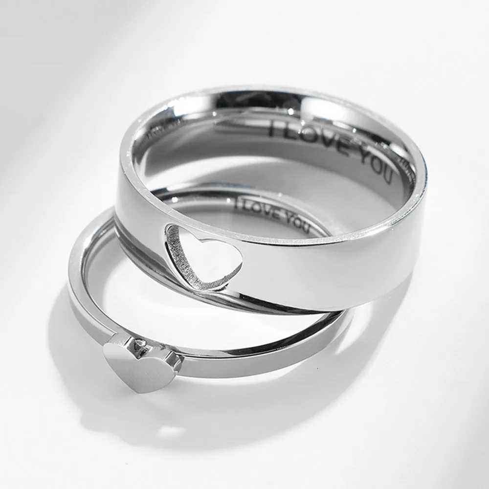 Japanese Simple Hollow Heartshaped Couple Ring Men And Women Proposal Engagement I LOVE YOU Rings W250911
