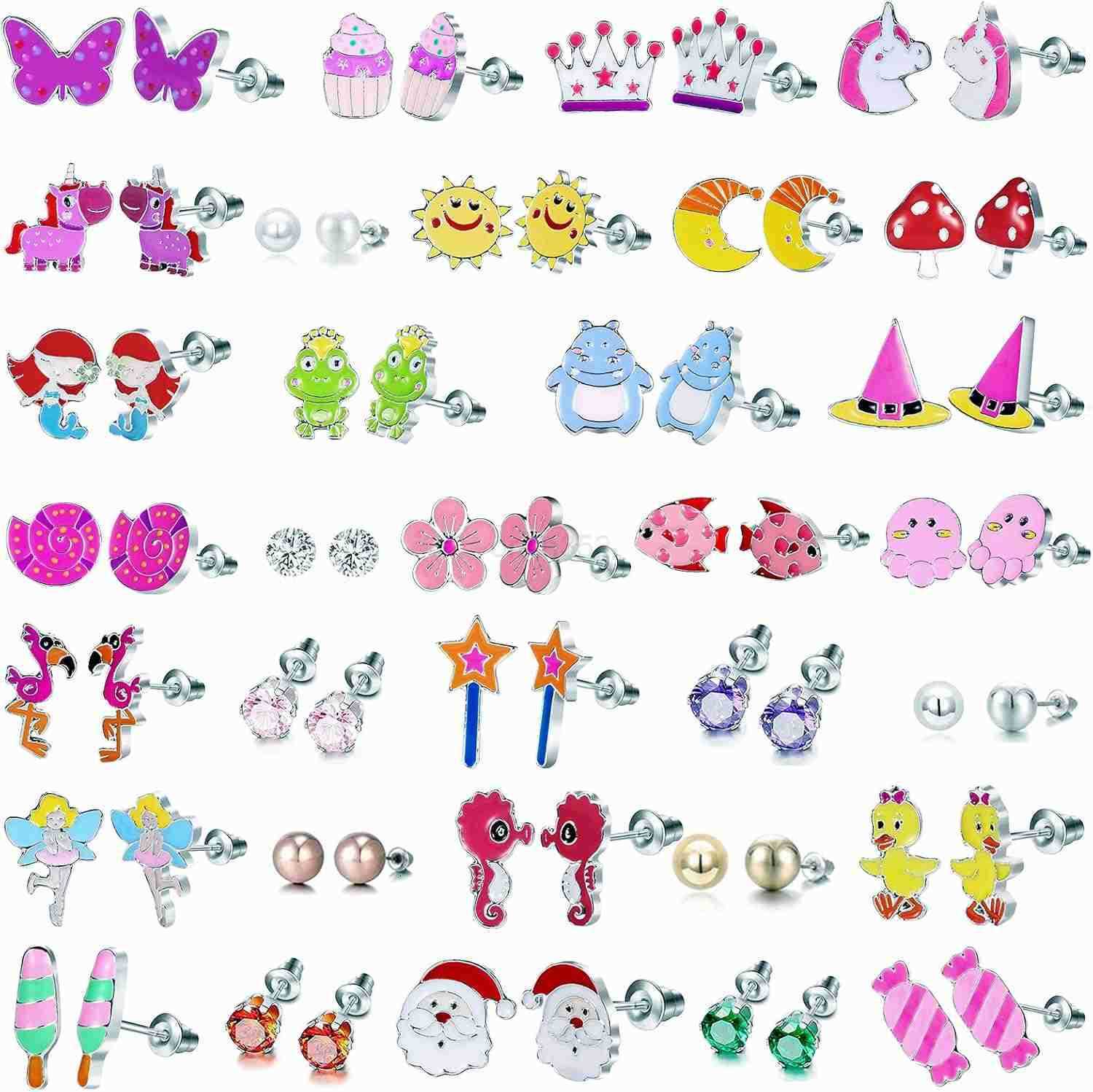 Delights Hypoallergenic 33Piece Earrings for Girls Cute Animal Earrings for Teens Birthday GiftsW250911