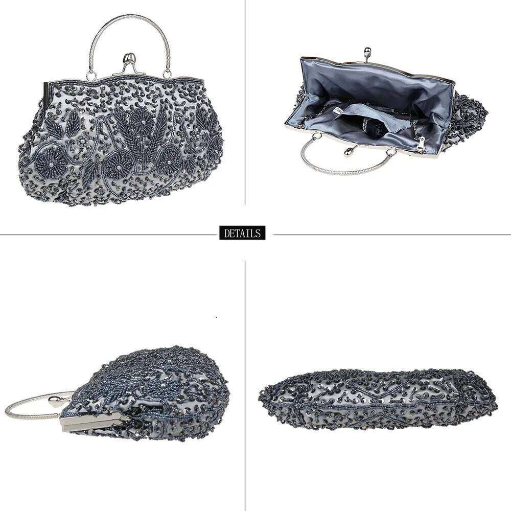 Clutch Ladies Beads Evening Bags Wedding Party Bridal Embroidered Handbag Women Solid Retro Small Totes Mini Wallets