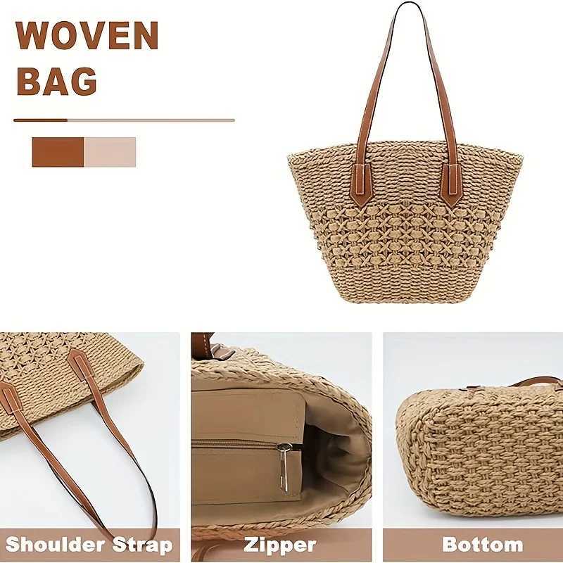 New Bohemia Womens Shoulder Bags Large Capacity Summer Basket Straw Bag For Women Travel Beach Bag Z250911